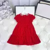 İlkbahar yaz kızların kırmızı kısa kollu uzun kollu kadife etek bebek yaka Prenses Elbise mizaç elbise