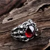 Fashion Simple Big Black Ruby Cast Dragon Claw Rings For Men Holiday Gift Retro Punk Gothic Alloy Jewelry Accessories Wholesale