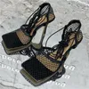 Sandalen Frauen Sommer 10 cm High Heels Weibliche Karree Römischen Casual Kreuz Sandalen Gelb Grün Mesh Strap Pleaser Schuhe sandalen