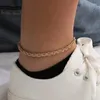 Anklets kvinnor punk ben armband vridna repkedja anklet guld silver färg figaro charm kvinnor fot smycken roya22