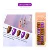 24pcs/caixa de embalagem Pressione as unhas DIY Manicure Glitter Blingbling Fingernails Fake com adesivo próprio adesivo