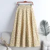 REALEFT Stylish Floral Printed Tulle Mi-long Women Skirts High Waist Loose Female Umbrella Skirts Ladies Spring Summer 220513