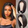 T Part Lace Wig Human Hair Women 13x1 Bob S Brazilian Straight Nature Color Remy مسبقًا مسبقًا الأسود 220609