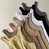 Women Tops Organic Cotton Tank Thread Solid Color Slim Vest 220325