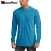 Magcomsen Men s hooded uv Sun Protection T Shirt Långärmning snabb torr strand sommar upf 50 hoodie t shirt man surfing tees topps 220810