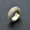 Pierścienie klastra Trendy złoty srebrny kolor obrotowy pierścień dla kobiet 5 rzędów cyrkon bling sześcien cyrkonalny Hip Hop Girls Prezenty biżuteria rita22
