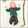 Pyjama's baby kerstset peuter tops en geruite slaapkleding sets jongensmeisjes designer kleding 106 h1 mxhome dho8b