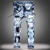 Denim Designer Hole Moto Bike Jeans Alta calidad Ripped para hombres Tamaño 28 38 40 42 2021 Otoño Primavera Hip Hop Punk Streetwear 210330