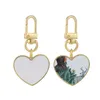 Thermal Transter DIY sublimation blank heart round keychains gold keychain photo frame keyring Silver Plated Alloy Car Key Ring Souvenir Accessories Lovers Gift