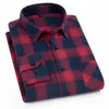 Koszula w kratę jesienna zimowa flanelowa czerwona koszulka szachownica Mężczyznowe koszule z długim rękawem Chemise Homme Cotton Mężczyzna Koszulki 220326
