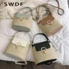 SWDF New Small Straw Bucket Bags For Women 2022 Summer Crossbody Bags Lady Travel Purses And Handbags Female Shoulder Simple Bag G220423