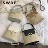 SWDF New Small Straw Bucket Bags For Women 2022 Summer Crossbody Bags Lady Travel Purses And Handbags Female Shoulder Simple Bag G220423