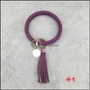 Nyckelringar smycken Kvinnor Personligt PU -läderarmband Ringkedjan Solros Leopard Tassels Pendant Bangle Keychain M497 DHBWO