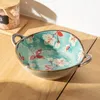7.5inch Japanese Household Noodle Bowl Ceramic Soup Bowl With Handle Salad Pasta Bowl Kitchen Tableware Microwave Oven Bakware 220408