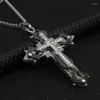 Collane con ciondolo Collana unisex in lega di zirconi con croce HIP HOP Street Dance da uomo Gioielli alla moda Jesus Christian GiftPendant