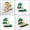 Pins Brooches Jewelry Enamel Eiffel Tower Building Tree Brooch Green For Women Pins Lapel Pin Clothing Scarf Badges Drop Delivery 2021 Dm8B