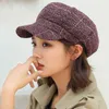 2021 New Artist Beret Hat For Women Female Winter Fashion Plaid Wool Thick Berets Painter Octagonal Hats Caps J220722