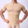 Mens Tight Sexy Mesh Transparent kortärmad t-shirt män andas sport kortärmad t-shirt
