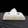 Creativo Bling Crystal Diamond Ornamenti per auto Decorazione Scatola di fazzoletti Porta carta Stoccaggio Accessori interni 220523