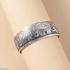 Bangle Vintage placcato argento sbalzato elefante indù Ganesha grande braccialetto polsino Egitto gioielli africani AnimeBangle Inte22