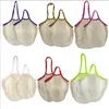 Shopping Bags Handbags Shopper Tote Mesh Net Woven Cotton String Reusable Long Handle Fruit Vegetable Storage Bags Handbag Home Organizer Bag Sea Ship LSK245-1