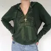 Sweats à capuche pour femmes avec poches 90s Vintage Graphic Y2K Aesthetic Coat Top Egirl Sweatshirts Printemps Automne Imprimé Fermeture à glissière 220811
