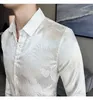 Çin tarzı ejderha jacquard gömlek erkekler için uzun kollu ince iş elbise gömlek sosyal parti gündelik camisa masculina 2022