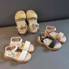 Kindermeisjes weef zomer nieuw 2022 schattige wilde strand sandalen open-teen beige niet-slip kinderen mode Japan casual schoenen haaklus g220523