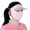 Cycling Caps & Masks Women Breathable Sunscreen Cap Ice Silk Mesh Full Face Mask Summer UV Protection Sun Hat Outdoor Beach Beauty Visor