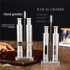 Manual Salt and Pepper Grinder Set Thumb Push Pepper Mill Stainless Steel Spice Sauce Grinders With Metal Holder Kitchen Tool 220812