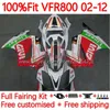 Injektionsmögel för Honda Interceptor VFR800 VFR 800 RR CC 800RR 02-12 121NO.11 800cc VFR800RR 02 03 04 05 06 07 VFR-800 2002 2008 2008 2012 2012 2012 FAIRING GREEN RED