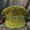 Berets Fahsion Women Gold Sequin Burning Bride Military Hat Luxury Bridal Captain Sergeant Rhinestone Festival Birthday Part HatBe6537303