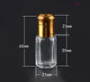 200 Pcs/Lot bouteille en verre octogonale avec couvercle en or, bouteilles à rouleau de parfum, emballage 3/6/10/12 ML