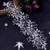 Headpieces Bridal Headwear Silver Leaves Headband Prom Tiara Wedding Hair Accessories Handmade Bride Ornaments Female Crystal