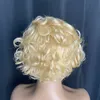 Blond bob peruk kort transparent spets frontal peruk pixie klippt med mänskligt hår brasilianska förplukt peruker för kvinnor