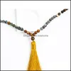 Hangende kettingen hangers sieraden 8 mm natuurlijke gele tijgerogen agaatboompatroon onyx 108 japa mala kralen ketting meditatie yoga tib