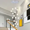 Kolye lambaları Modern LED kabarcık kristal ışıkları yuvarlak sarmal merdiven aydınlatma çizim odası lambası asılı ışık saç