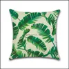 Pillow Case Bedding Supplies Home Textiles Garden 45X45Cm Fashion Green Leaves Printing Throw Er Without Filling Inner Polyester Decorativ