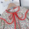 Kızlar Moda Prenses Elbiseler 2021 Yeni Bebek Kız Sonbahar Kore tarzı Çiçek Baskı Yay Elbise Yürümeye Başlayan Kızlar Çocuk Kostümleri G220518
