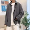 Männer Lässige Hemden Grau / Schwarz / Weiß Hemd Männer Mode Society Herren Kleid Koreanische lose langärmlige feste Farbe M-2XL