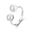 Authentic 100% 925 Sterling Silver Double Ball Finger Ring Adjustable Women Rings Luxury Sterling Silver Jewelry SCR192267P