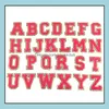 Rosa letras rojas con brillo dorado parches de tela de chenilla bordado de toalla Arco Iris Gritt alfabeto hierro en etiqueta nombre ropa Diy encantador