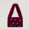 Luxury Diamonds Faux Fur Women Shoulder Bags Cute Soft Plush Handbags Candy Color Shopper Purses Warm Winter Big New 220801