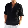 Mens Casual Blouse Cotton Linen Shirt Loose Tops Long Sleeve Tee Shirt Spring Autumn Casual Handsome Mens Shirts 220712