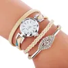 Montres-bracelets en gros femme mode coloré Wrap chaîne Bracelet montre grand strass oeil cuir dame tenue décontractée montres-bracelets