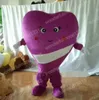 Natal roxo coração mascote fantasia