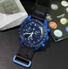 Bioceramic Moon Swiss Quqrtz Chronograph Mens Watch SO33N100 MISSION TO MARS 42mm Real Green Ceramic Blue Dial Nylon Strap with Box Super Edition Puretime1086564