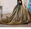 Gold glänzende Blumenmädchenkleider PECING ärmellose flauschige kleine Prinzessin Geburtstagsfeier Festzug Kleid Rückenless schwarz heilige Kommunion Mädchen Kleider