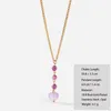 Pendant Necklaces Fashion SimPle High-end Stainless Steel Opal Women's Necklace 18k Real Gold Plated Literary Gift For GirlsPendant