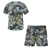 Summer Sportswear Men Suit męski 3D KOI krótko-rękawoczestki swobodny szorstki szorty T-shirt Chińskie wydrukowane sport